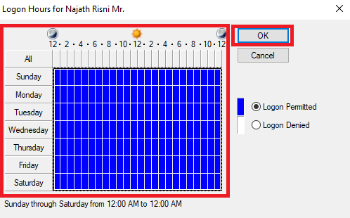Customize login hours